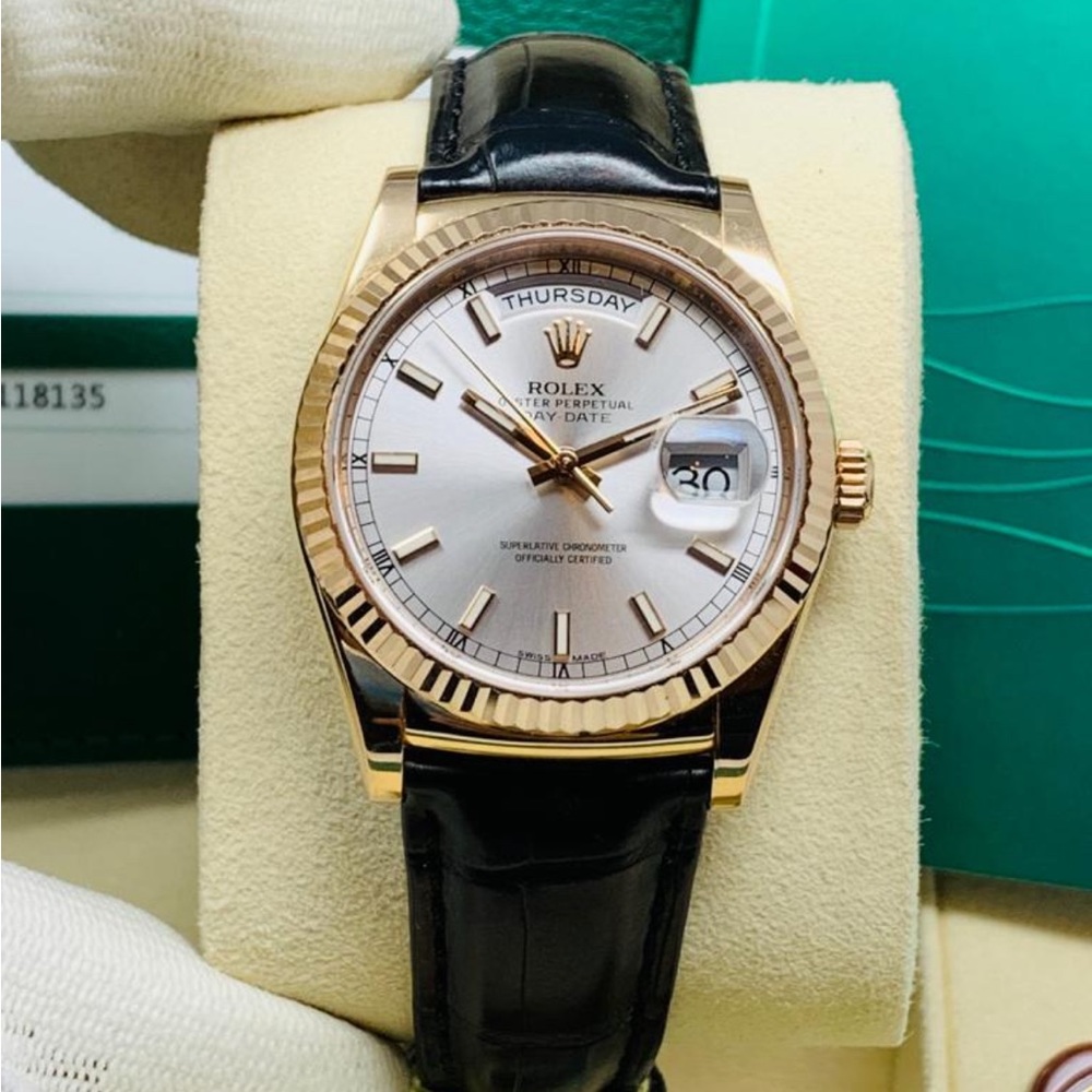 RolexDayDate36mm Rose Gold Silver, Omega, Cartier, Hublot